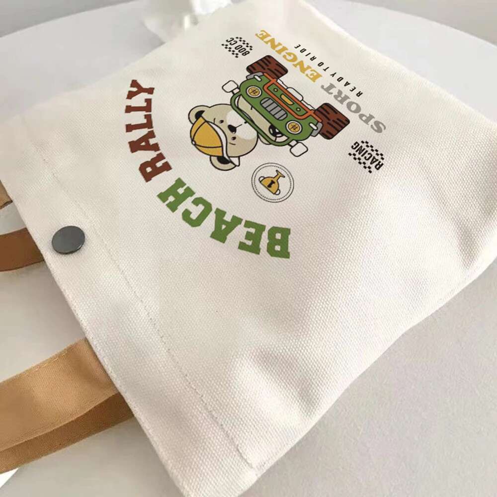 Cute Bear Mini Canvas Small Versatile Handbag Female Student Box Simple Tote Office Worker Lunch Bag swissmilitary