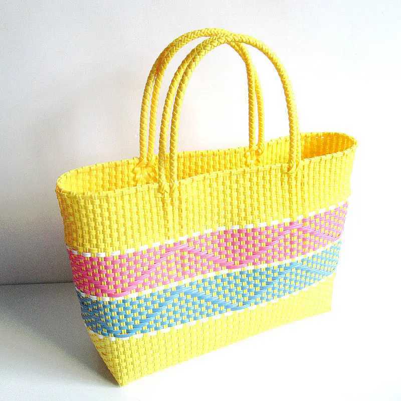 2022 Woven Handbags for Women Plastic Shoulder Bags Beach Bags Waterproof Environmental Protection Female Small Large Bags Z250219