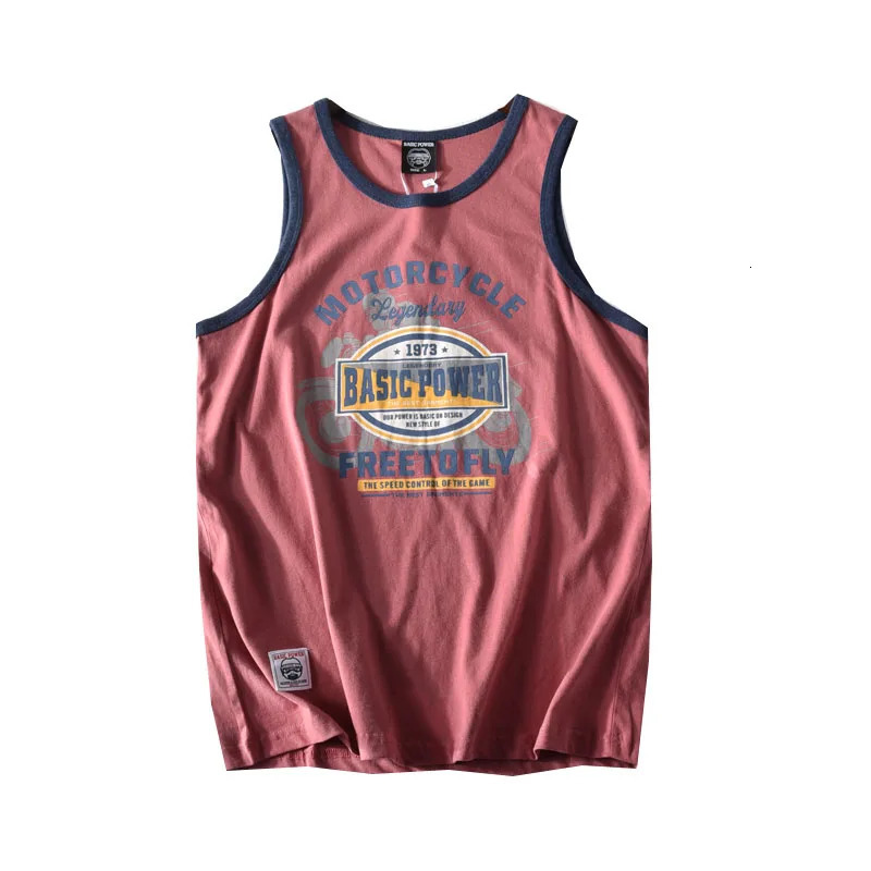 100% pure cotton sleeveless mens retro summer casual loose paradigm vest T-shirt 250219