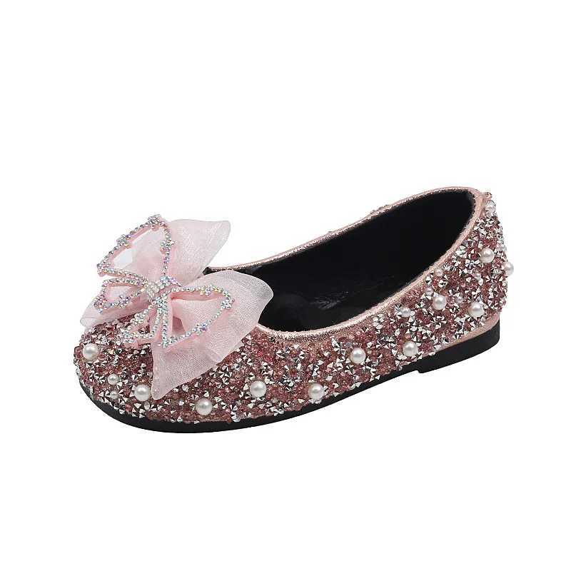 AINYFU Spring Childrens Lace Bow Princess Shoes Girls Colorful sequined Leather Shoes New Childrens Soft soled Wedding Shoes H807 X250220