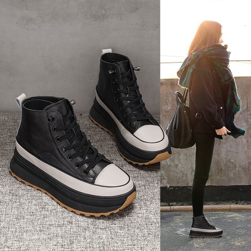 Genuine Leather Martin Women S Platform Shoes New Style Versatile Slimming Short Boots