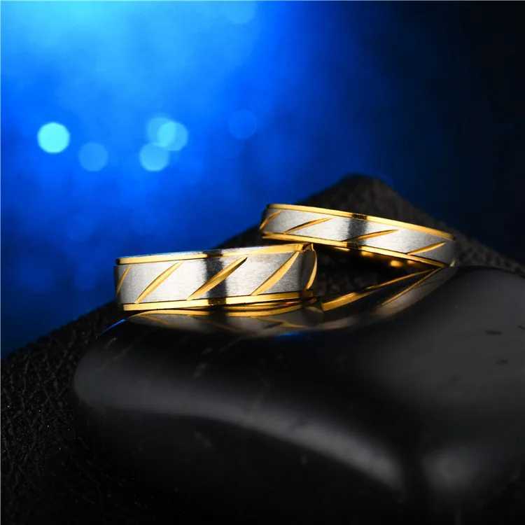 UAGE Titanium Steel Couple Rings Gold Wave Pattern Wedding Infinity Ring Men and Wen Engagement Jewelry Gifts X250220