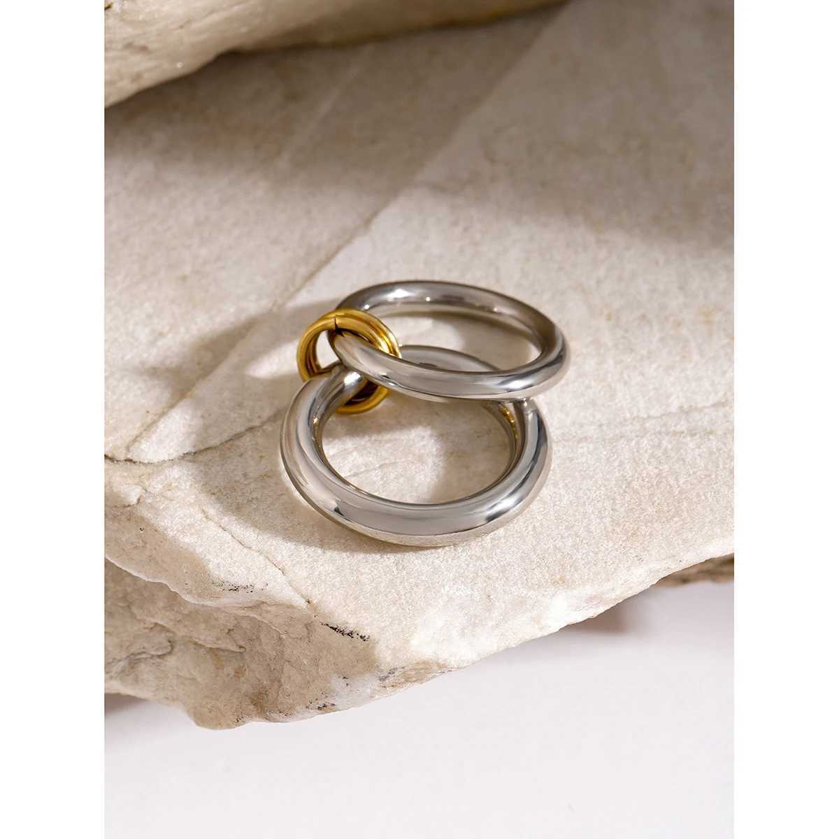 Youthway Minimalist 18K Gold Glossy Stainless Steel Thin Exquisite Rings Sets PVD Waterproof Stylish Trendy Korean Jewelry Wen X250220