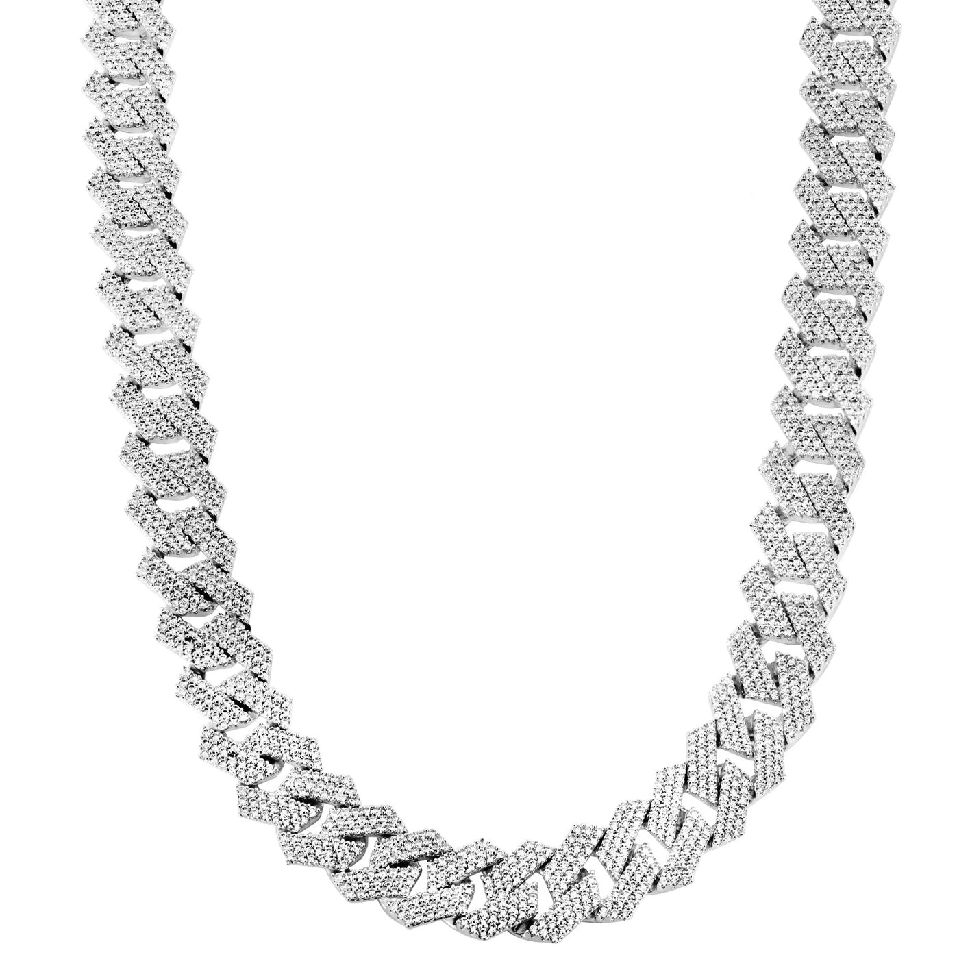Custom Zirconia Moissanite Dia Cuban k 14mm Wide Rhodium Plating Necklace Sier Iced Out Chain for Men