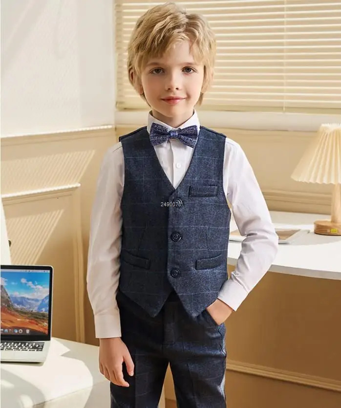 Flower Boys Wedding Suit Kids Formal Birthday Party Tuxedo Set Children Pograph Dress Child Performance Dance Show Costume 250219