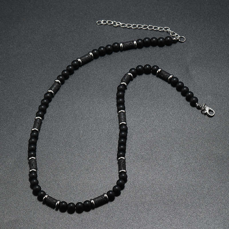 Pendant Necklaces New Tiger Stone Natural Stone Necklace Bohemian Fashion Trend Design Beaded Simple Necklace for Men H25219