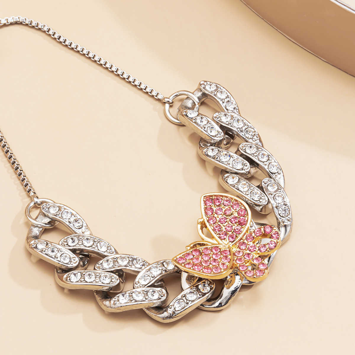 Charm Bracelets Simple accessories punk micro inlaid color butterfly hand decoration temperament versatile Cuba chain full diamond bracelet H25220