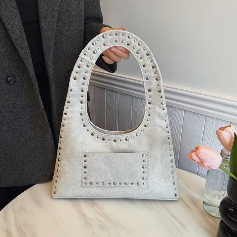 Vintage Women Shoulder Bags Punk Style Lady Handbags Luxury Pu Leather Underarm Bag Small Tote Female Purses 2025 Y250218