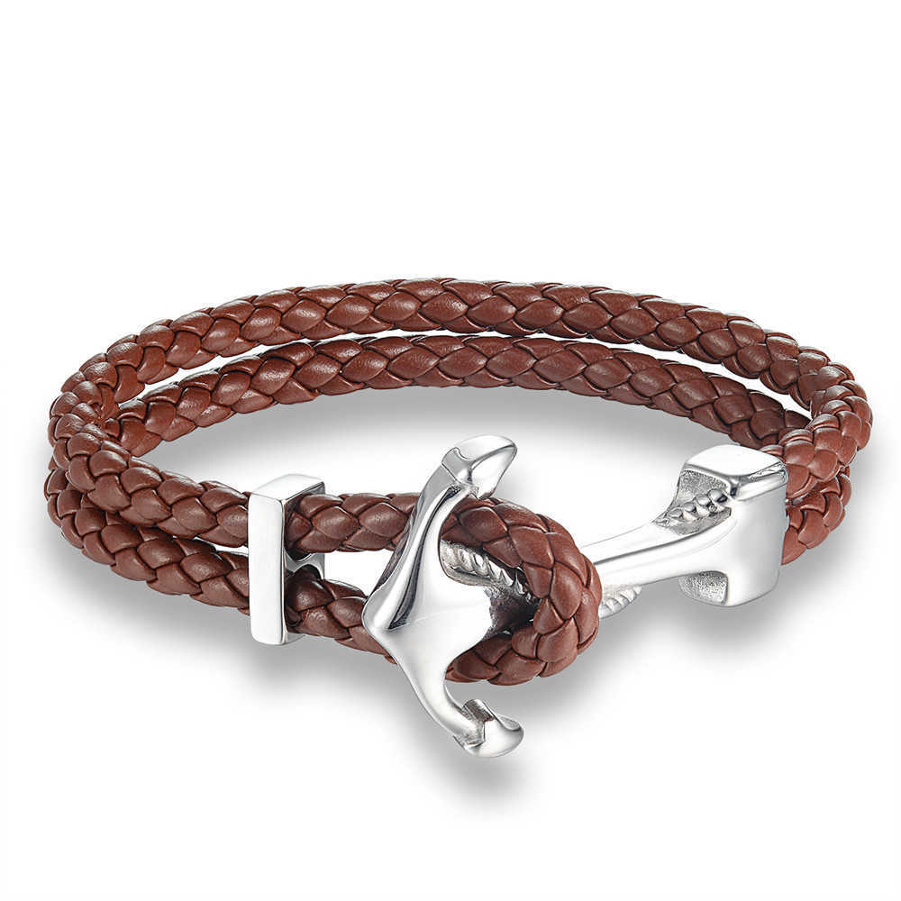 Charm Bracelets Ship anchor woven multi-layer simple mens Bracelet H25220