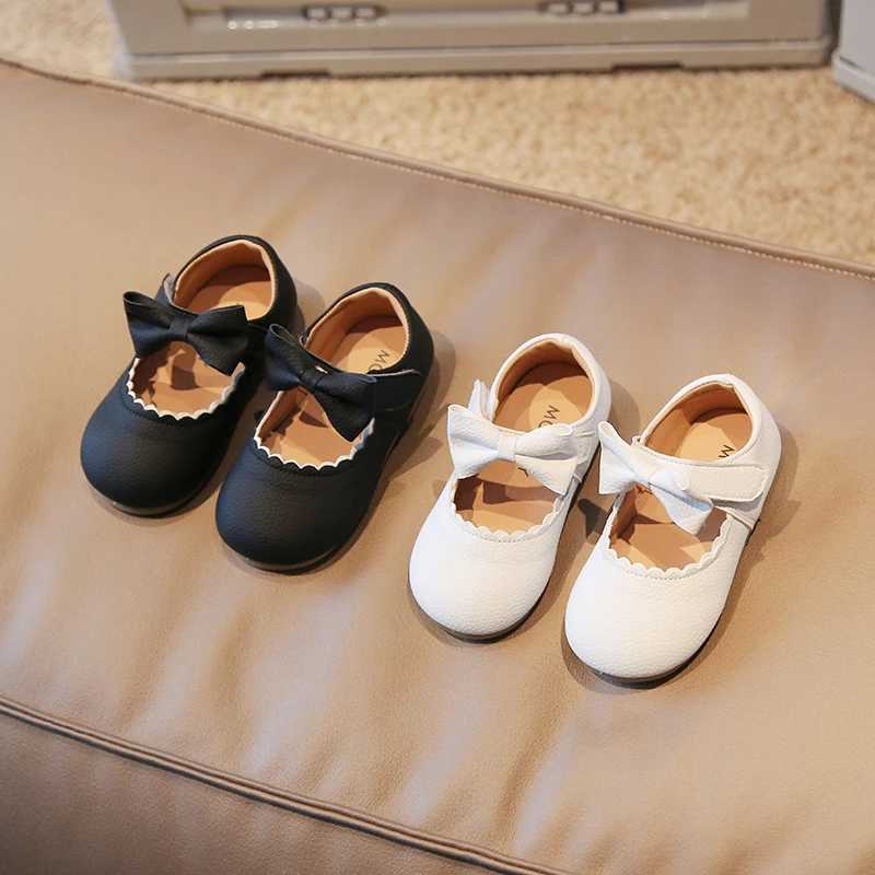 Baby Girls Princess Shoes Soft Leather Bowknot Cute Children Autumn Shoes 21-30 Toddler Light Comfy Solid Color Kids Flat Shoes X2502201