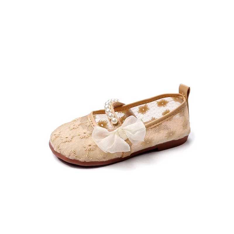 Flower Print Girls Shoes Princess Flats 2024 Spring/Summer Childrens Shoes X250220