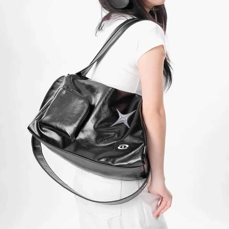 Sier Y2k Tote Bags for Wen Ahetic Luxury Designer Large Capacity Shoder Bag Cmuter Pu Leather Shopper Handbag Y250321