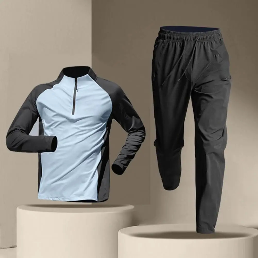 Windproof sportswear set lightweight gym mens quick drying fitness running bike half zipper training 250220