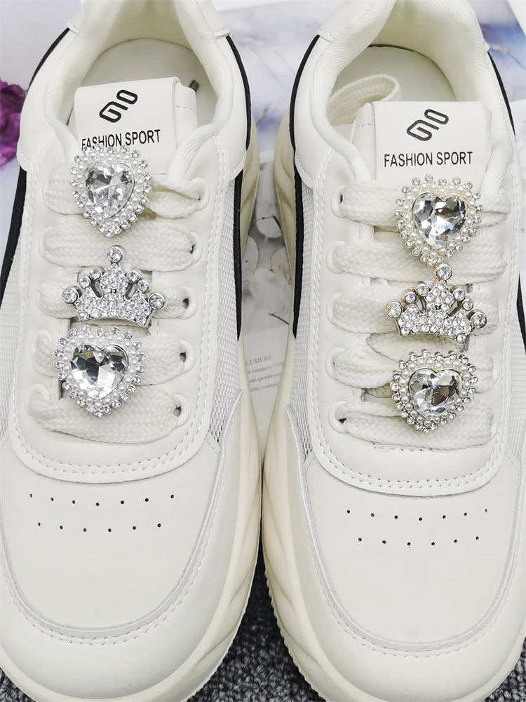 2PCS Luxury Bling Shoe Lace Charms ABS Rhinestone Buckle Decoration DIY Golden Crown Shoelace Clips Accessories Fit Women Boots 250219