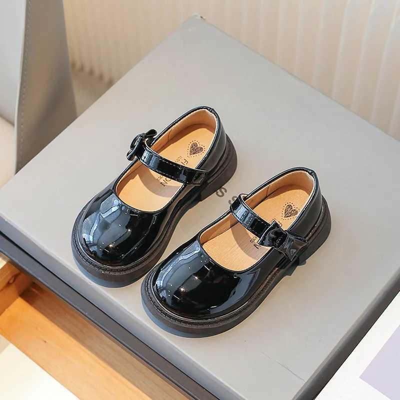 Little Girl Leather Shoes Black Kids School Uniform Mary Jane Shoes Sweet Side Bowknot Children Versatile Causal Shoes Fashion X250220