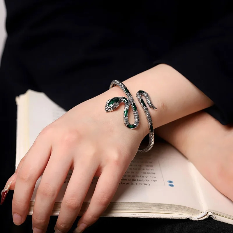 S925 sterling silver bracelet for women high-end personalized irregular snake shaped drip glue for women open trend jewelry 250220