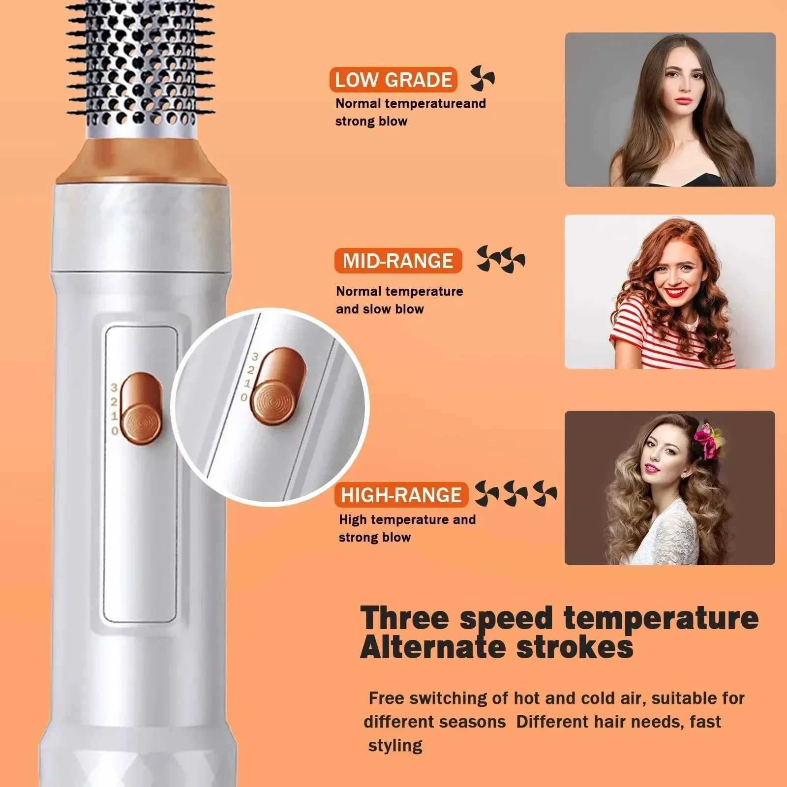 5 in Hair Dryer Brush Detachable Blow Dryer Electric Thermal Brush Air Curler Wand Comb Ionic Hot Air Brush Hair Styling Tool W250220