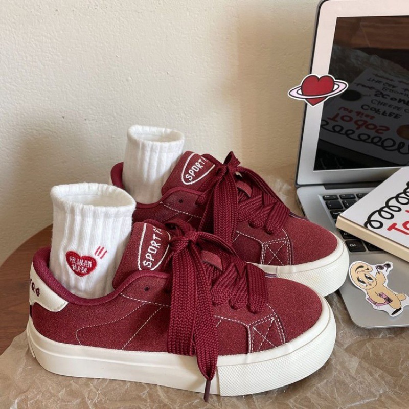 Ladies' Red Board Shoes 2025 Spring/summer New Design Shoes Personalized Small Thick Soled Casual Shoes Multi Functional Sports Canvas Shoes