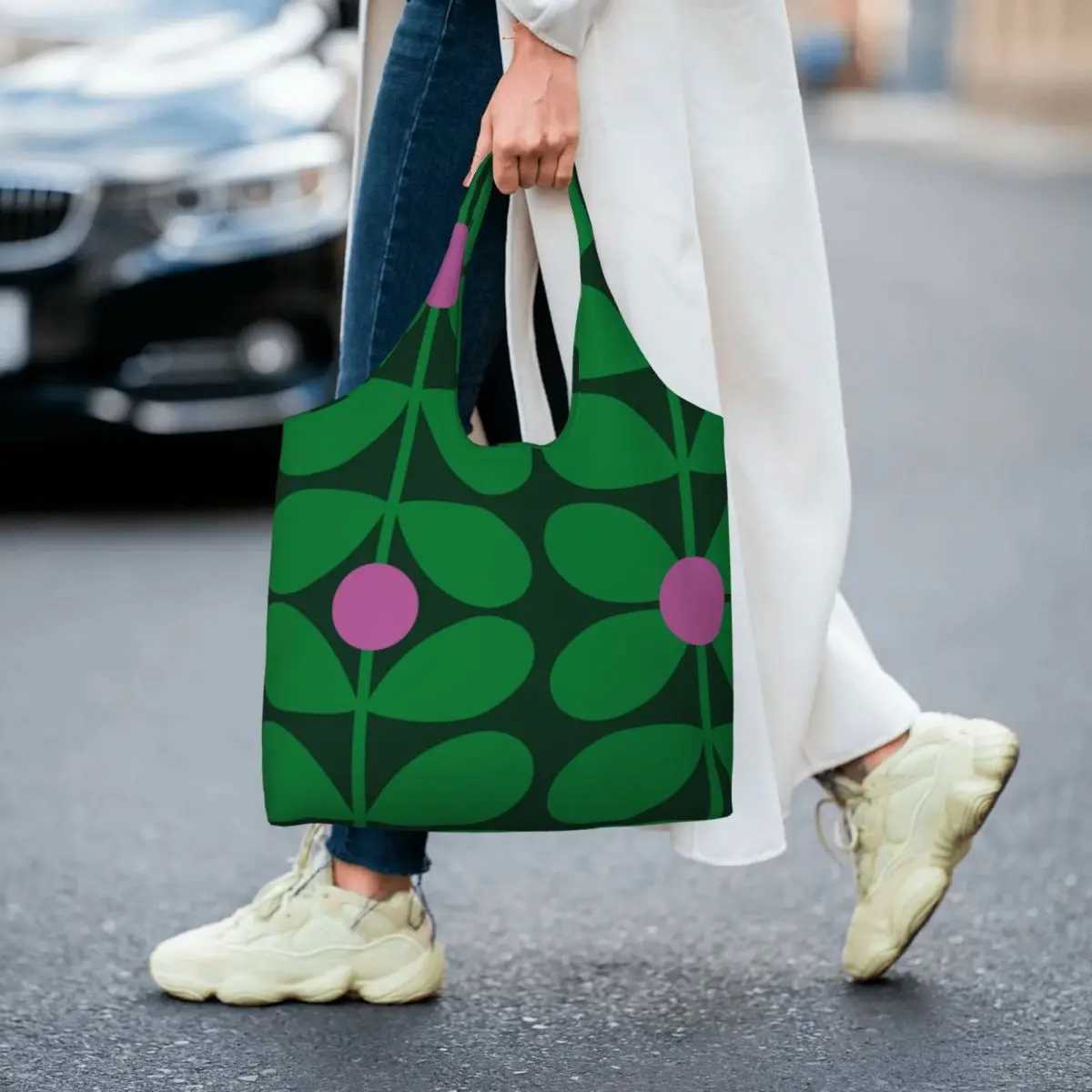 Customized Fun Printing 1960s Inspired Patterns Orla Kiely Shopping Handbag Durable Canvas Shoulder Shopping Bag Photo Handbag Z250219