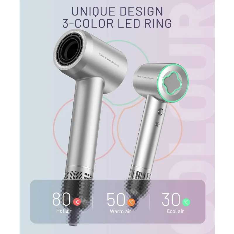 Hair Dryer - 50000 RPM High-Speed Brushless Motor Negative Ionic Blow Dryer for Fast Drying W250220
