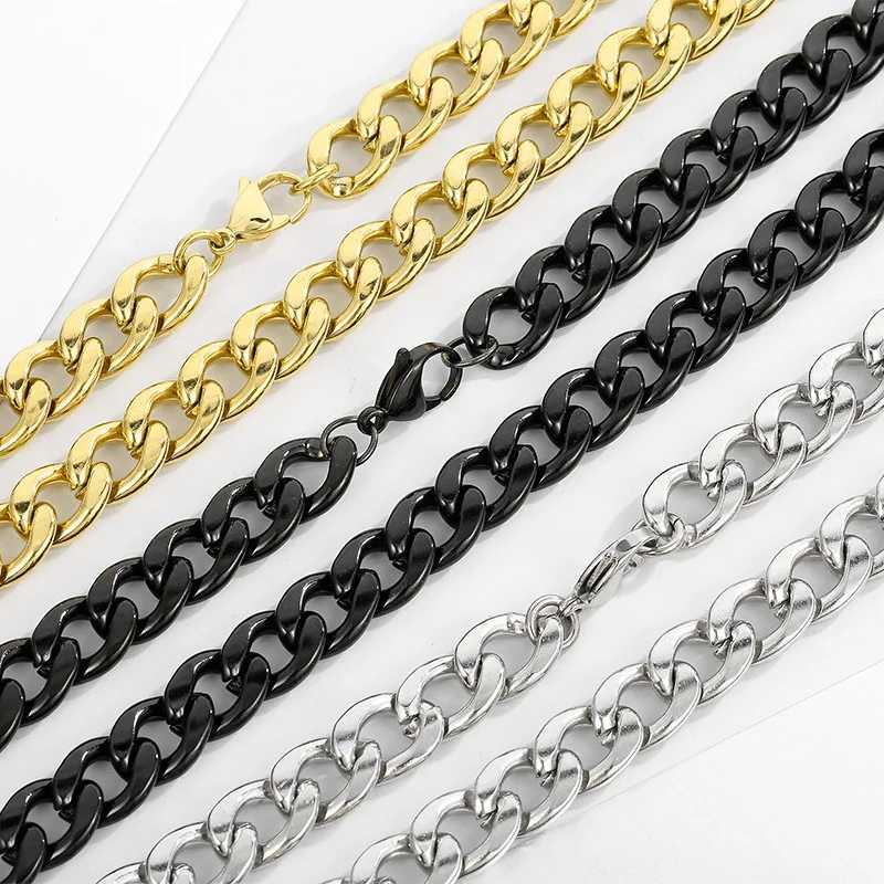 HNSP Stainl Steel Flat Chain Necklace For Men Jewelry Accory Pendant Male Neck ChainsXJ250219