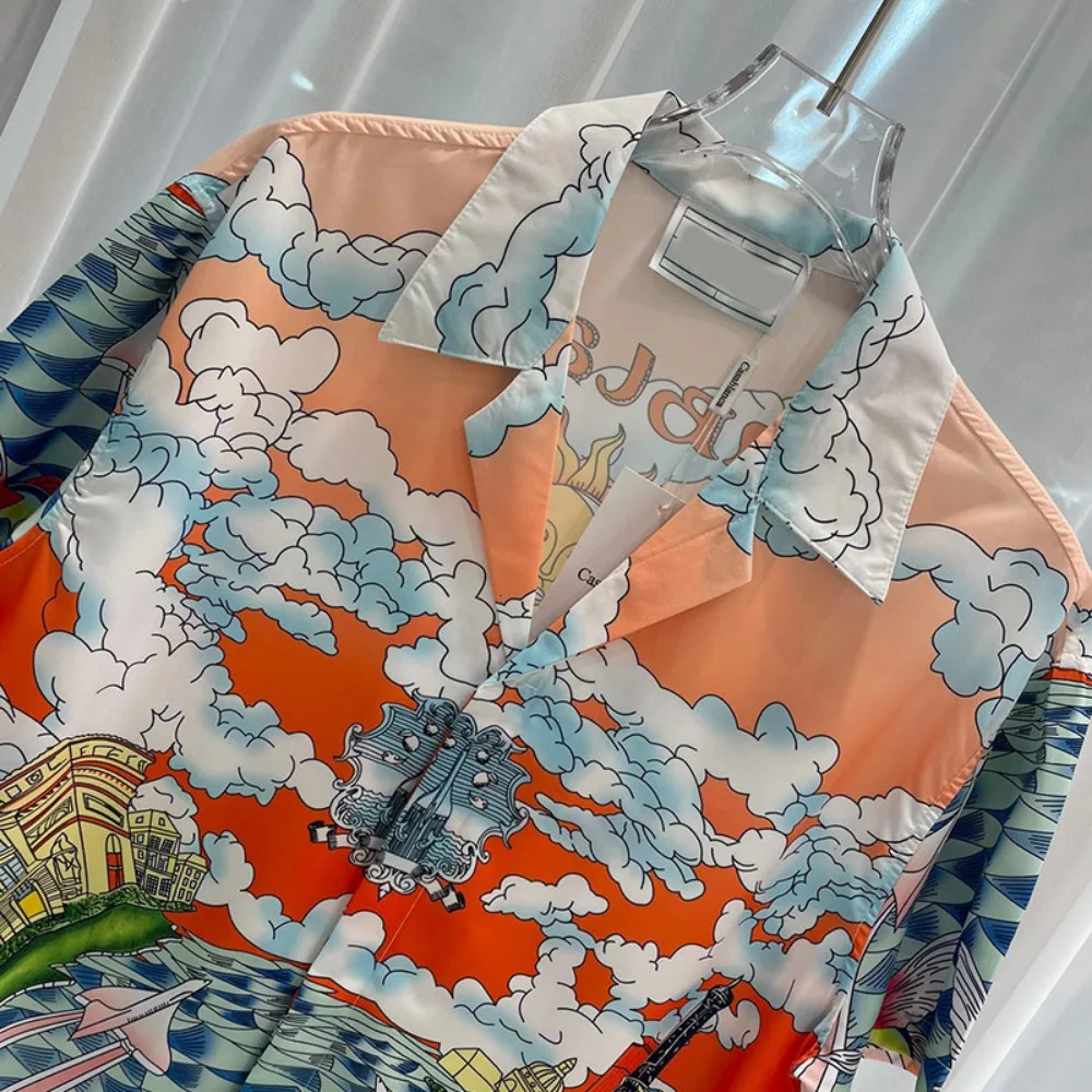2024 Summer Trend Fashion Youth Casual Travel Shopping Digital Printed Mens ShortSleeved Shirt 250220