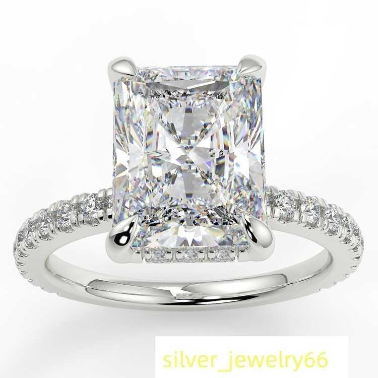 Radiant Cut Moissanite Diamond 14K Pt950 Ring Charming Ring Women Fashion Rings 18K