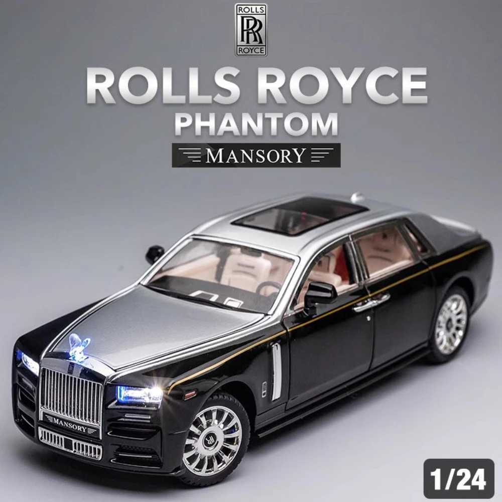1/24 Rolls Royce Phantom Die Casting Toy Model Simulation Pullback Luxury Sedan Zinc Alloy Metal Toy Car Childrens Gift SeriesXJ250407