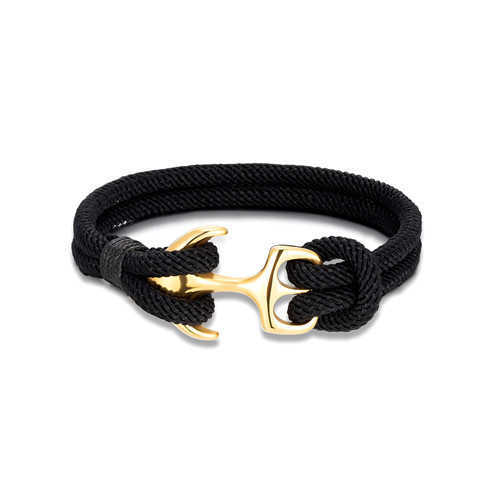 Charm Bracelets Mens stainless steel electroplated gold boat anchor bracelet womens couple Milan rope umbrella rope hand rope hot selling H25220