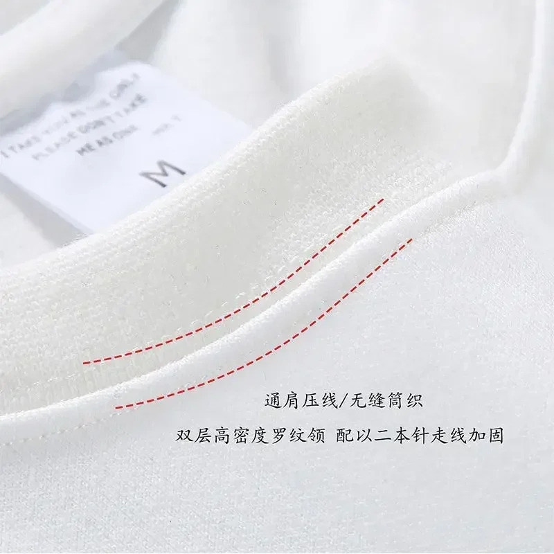 Unisex Black White GSM 500g Heavyweight Pure Cotton Tshirt Thickened Threaded Round Neck Short Sleeves Half Sleeve Tees 250218