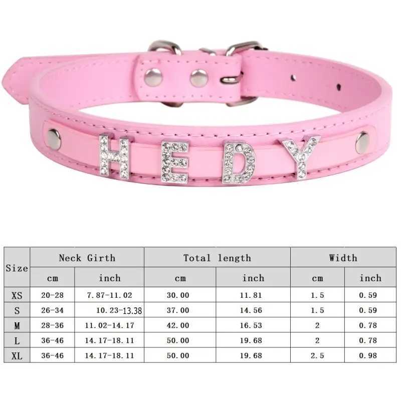Personalized Dog Collar fashion Bling Rhinestone Pet Free Diy Name Dog Necklace Custome Leather Dog Collars Pet Dog Accessories 250205