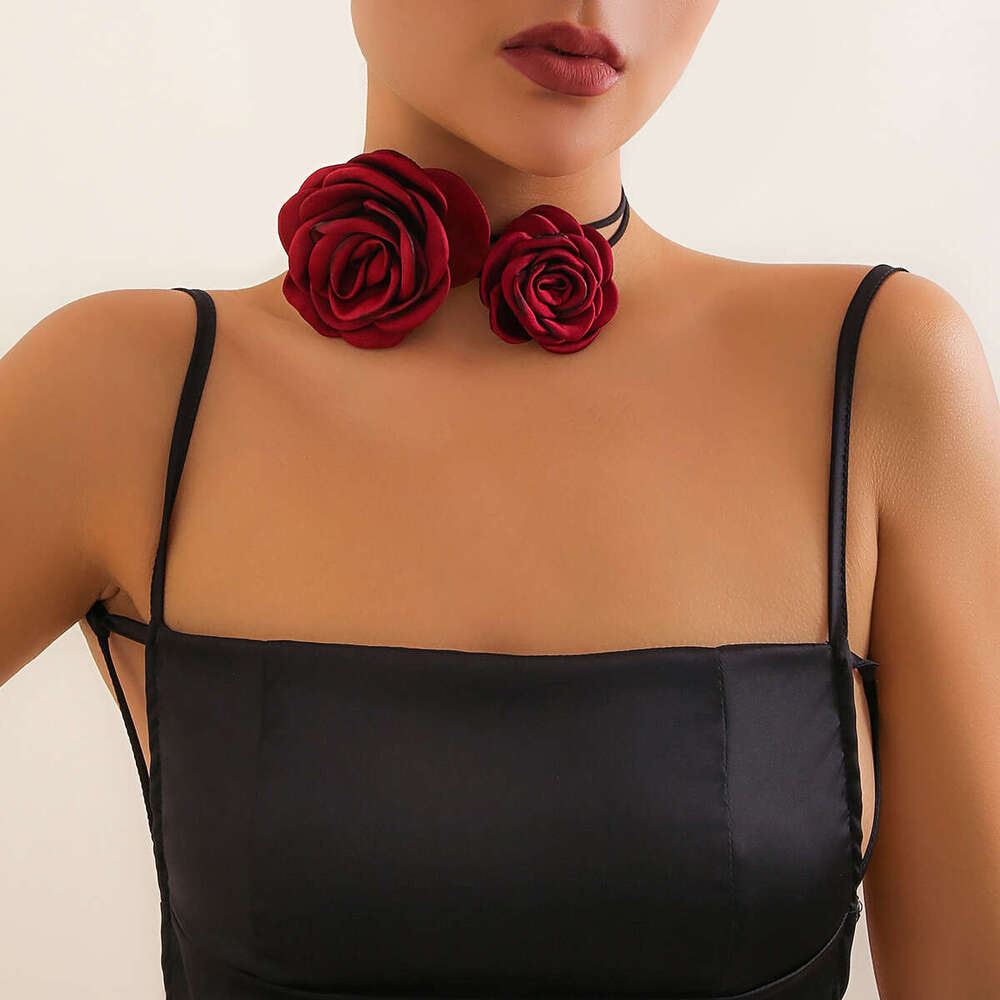 Choker Neckchain with wer Strap Rose Dinner Collar Accessories Necklace for Women