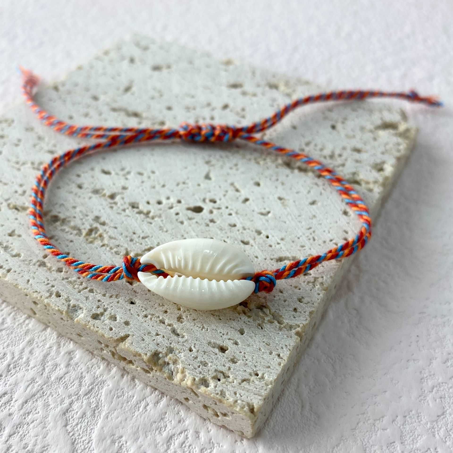 Charm Bracelets Summer Beach Surfing Bracelet Shell Cotton Rope Hand Woven Natural Shell Handpiece TEMU H25220
