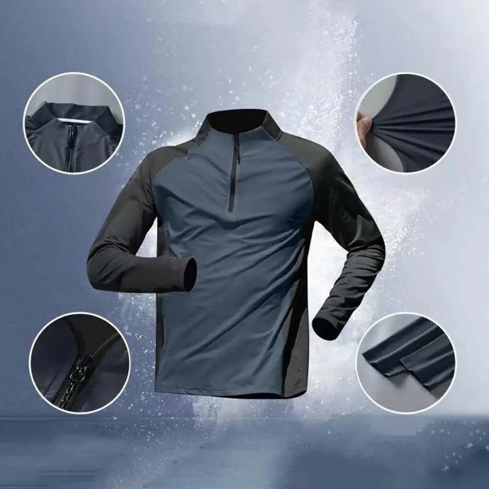 Windproof sportswear set lightweight gym mens quick drying fitness running bike half zipper training 250220