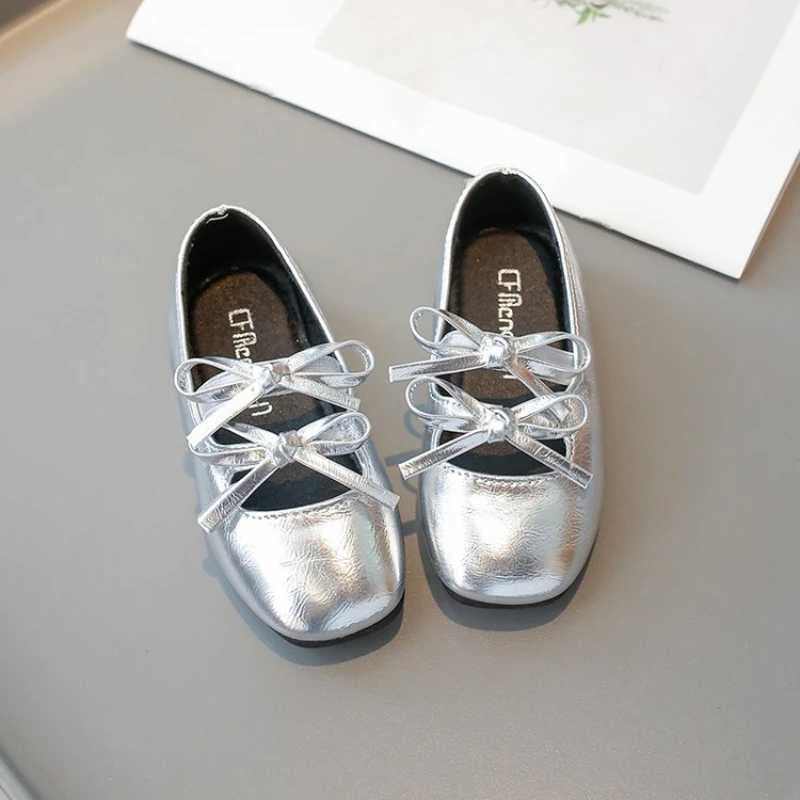 Childrens Leather Shoes Simple Versatile Ballet Flats for Girls Fashion Causal Kids Princess Wedding Slip-on Loafers Shoes New X250220