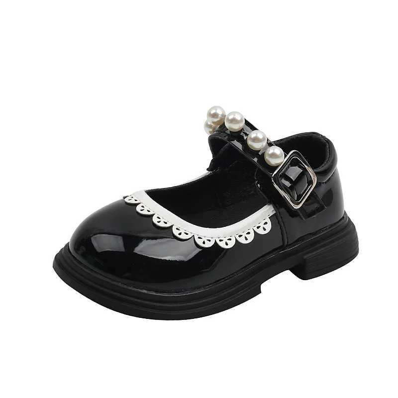 New School Girls Shoes Spring Summer Baby Girl Brightly Patent Leather Round Toe Shoes Princess Floral Bordered Mary Jane G12196 X250220