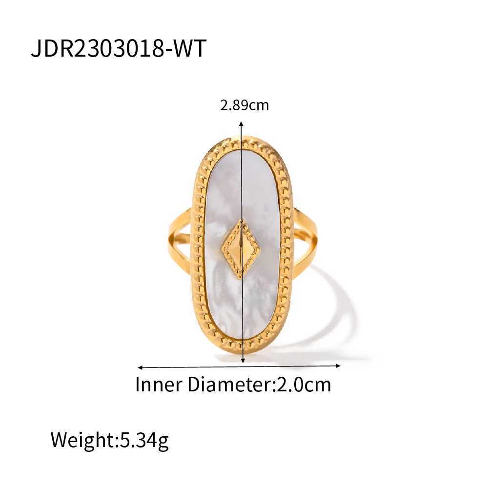 Uworld Fashion Stainless Steel Agate Stone Fixed On A Deep 18K PVD Plated Ring Tarnish/Water Resistant Jewelry Accessories 2024 X250220