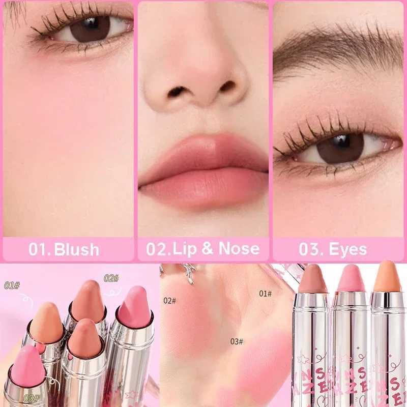 Natural Cheek B Stick Moisturizing Ber Balm Waterproof Stick Peach Nourish Contour Eyeshadow Dual Use Rouge B MakeupW250220