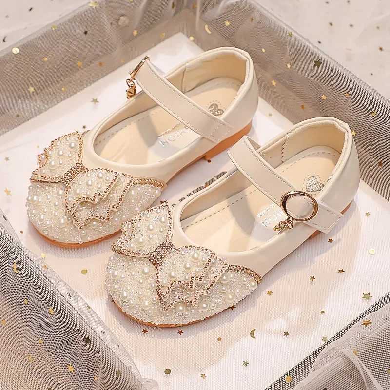 Children Princess Shoes Glitter Party Wedding Shoes for Girls Fashion Rhinestone Toddlers Ballet Flats Causal Kids Leather Shoes X250220