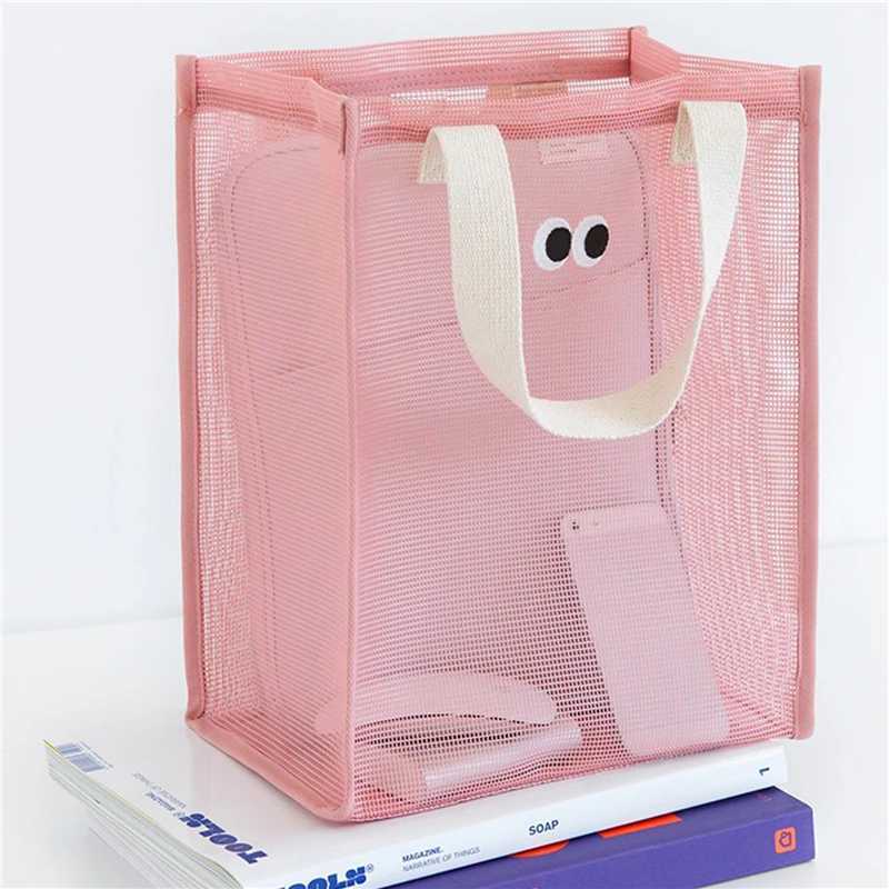 Women Summer Beach Bag Lovely Eye Print Ladies Casual Handbag Tote Bag Large Capacity Mesh Fabric Reusable Swimming Shoulder Bag Z250219