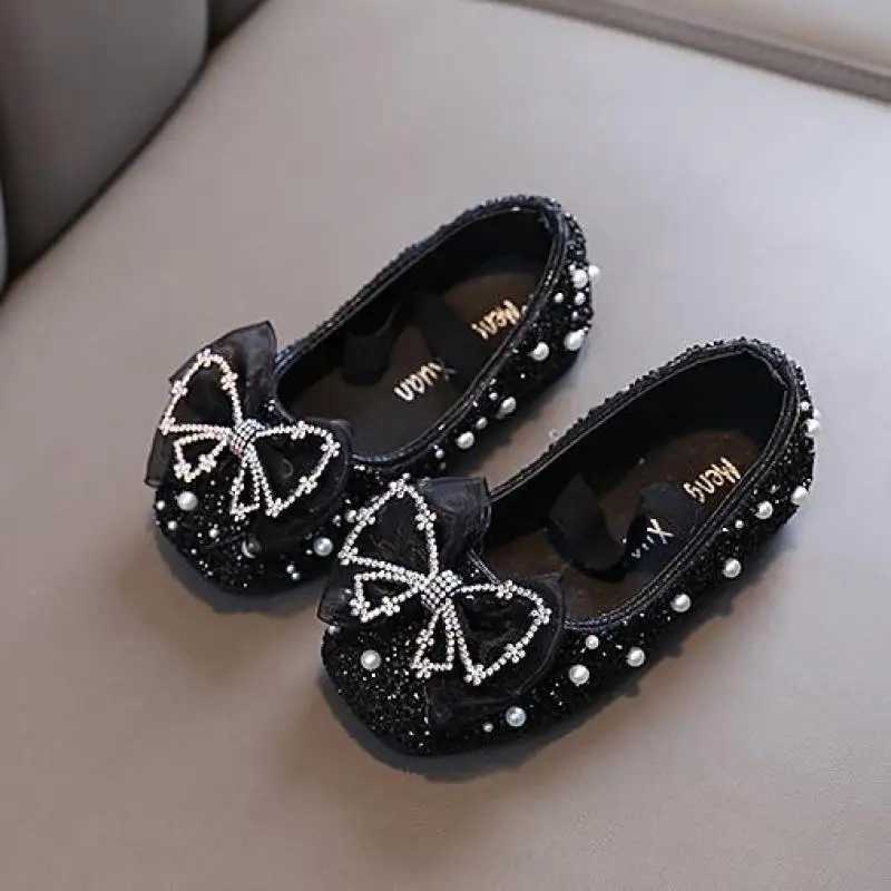AINYFU Spring Childrens Lace Bow Princess Shoes Girls Colorful sequined Leather Shoes New Childrens Soft soled Wedding Shoes H807 X250220