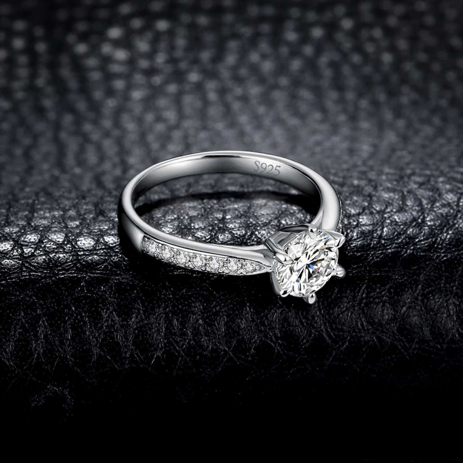 JewelryPalace 5A CZ Solitaire Classic Design 925 Sterling Silver Wedding Engagement Ring for Wan Anniversary Gift Fine Jewelry X250220