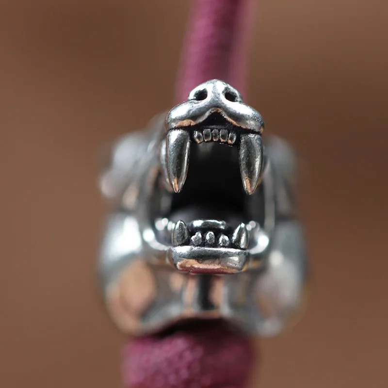 Animal Wolf Warriors Head Sculpture Brass Paracord Bead DIY Handmade Lanyard Pendant Jewelry Accessories EDC Outdoor Tool Charms 250213