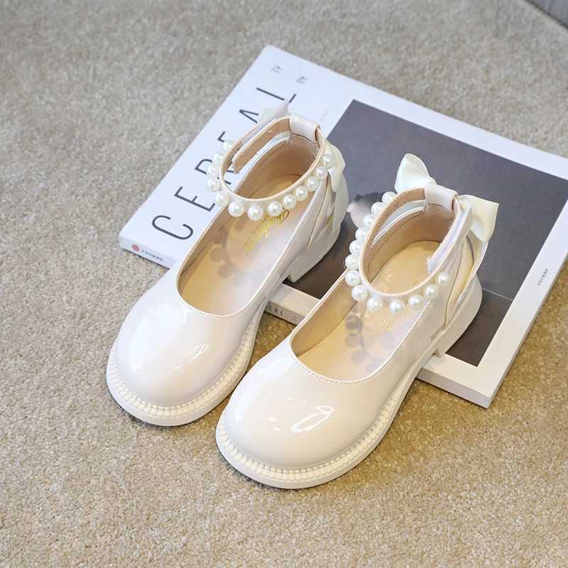 Girls Beading Princess Shoes Big Girls Low Heels Patent Leather Shoes Kids Ankle Strap Sequins Lolita Dress Party Shoes 6-12Y X250220
