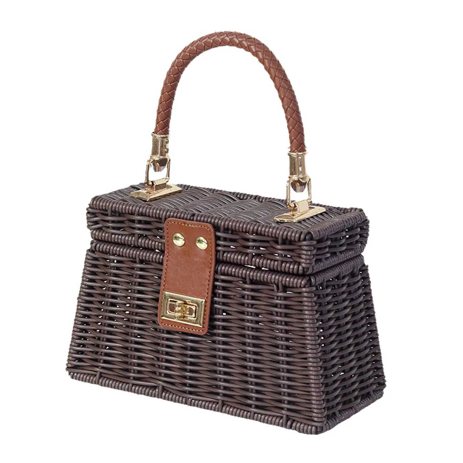 Woven Tote Bag Handbag Versatile Beach Bag for Work Wedding Spring Beach Summer Z250219