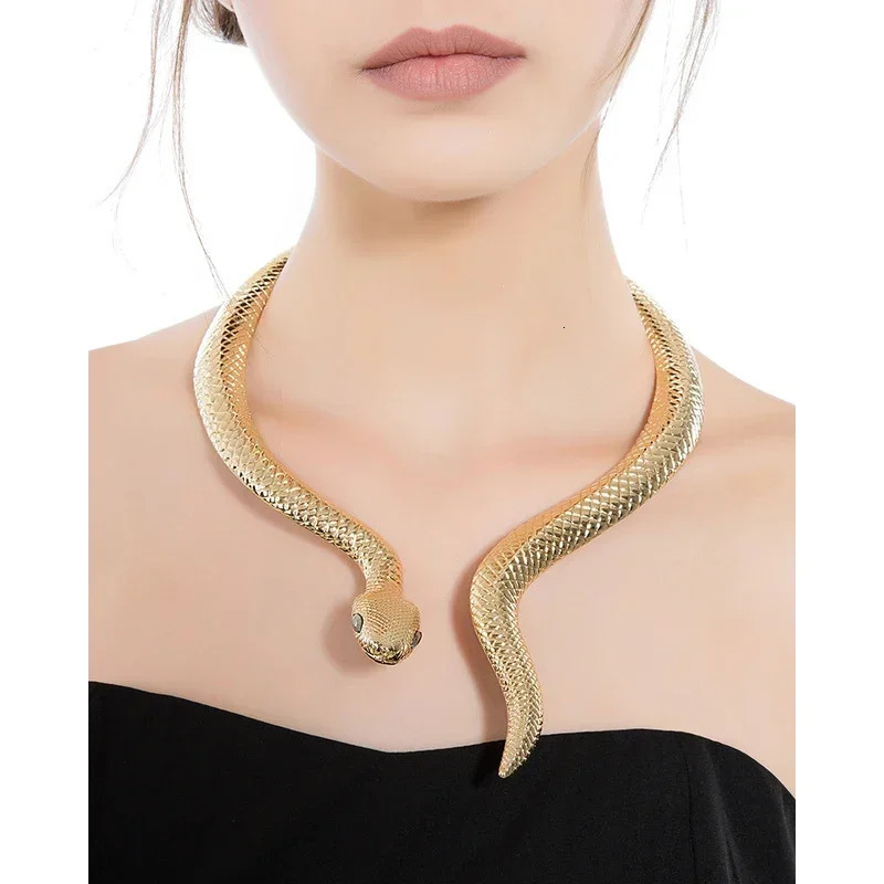 TUES Snake With Alloy Curved Bar Neck Collar Choker Necklace For Women Pearl Necklace Fashion Jewelry 250220