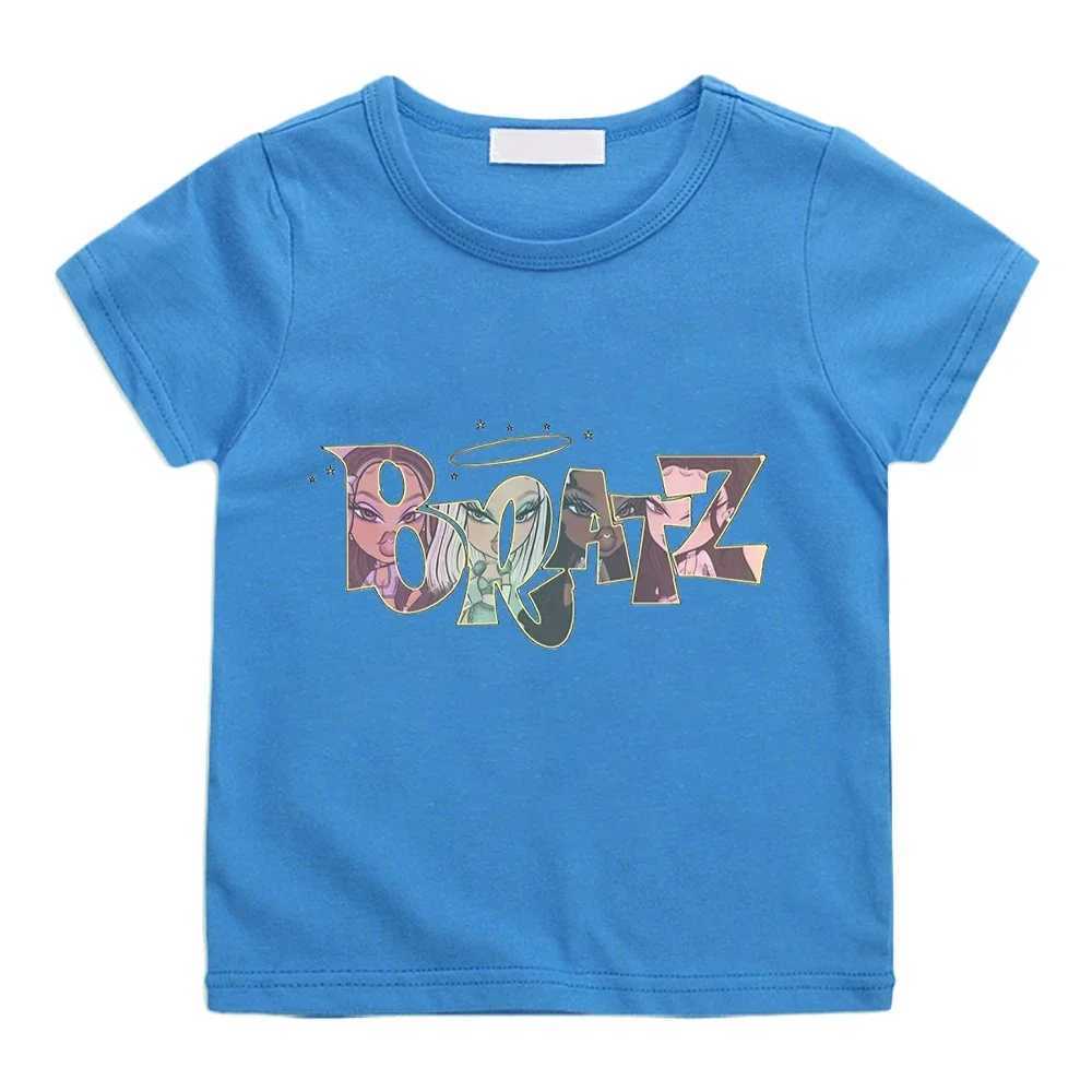 T-shirts Cool Girl Bratz Letter Print T-Shirts for Girls Clothing Harajuku Kawaii Kids Summer Clothes Boys Graphic Tee 100% Cotton Tops H250220