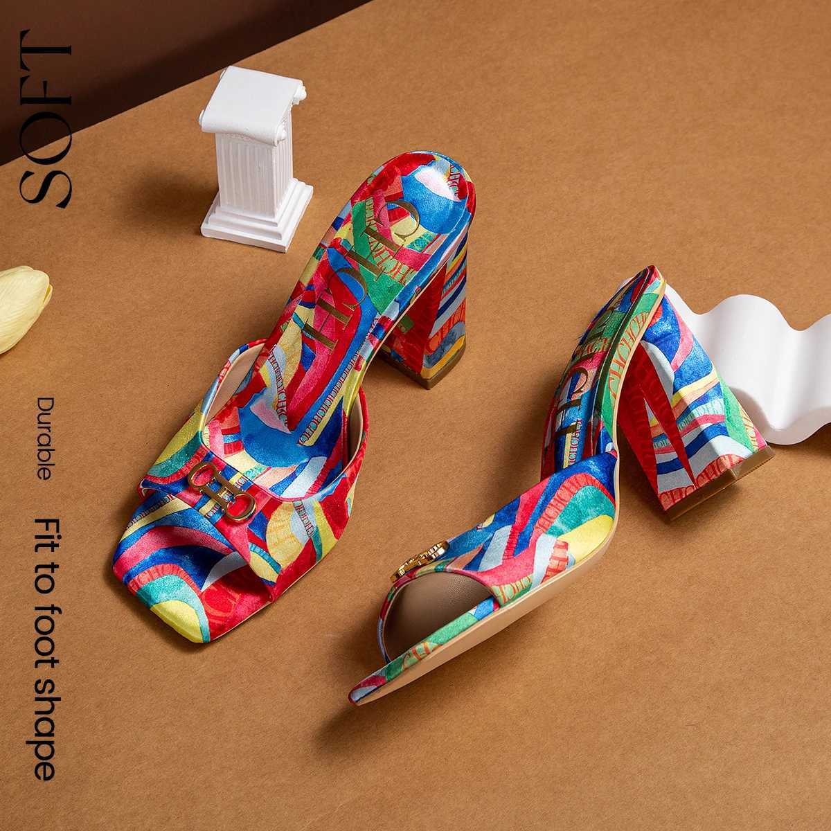 Wens New High-heeled Shoes Fi Mahing Color Collisi Design Exquisite Versatile Ladies Outdoor Slippers Y250215