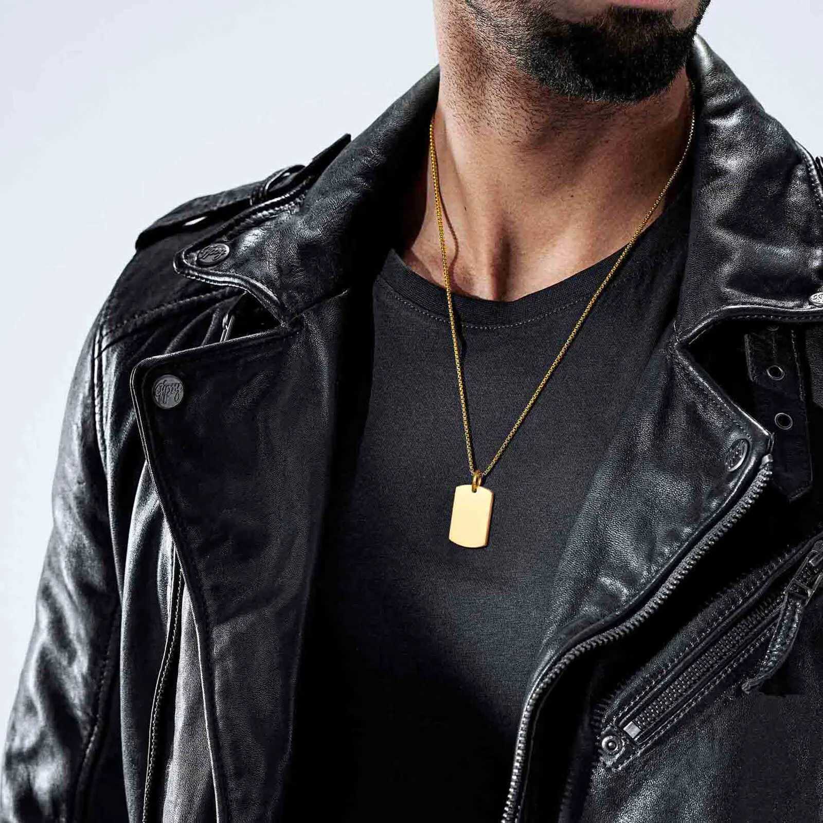 Vnox Small Thick Dog Tag Necklaces for Men Boys Military Dogs PendantBlack Silver Color Stainl Steel Collar Gift for HimXJ250219