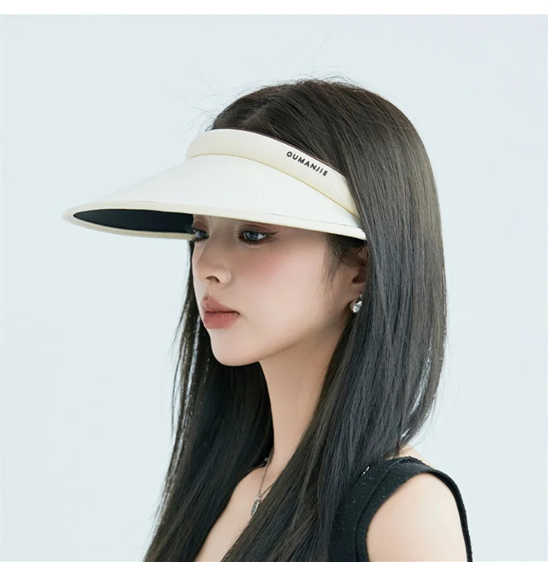 Color Blocking Ice Silk Hairband Hollow Top Hat Korean Fashion Shading Sunscreen Hat Student Sun Hat Outdoor Mountain Climbing 250219
